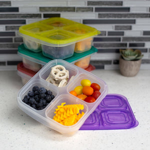 Home Basics Four Compartment Plastic Food Storage Container Set, (Set of 8),  Multi-Color, FOOD PREP